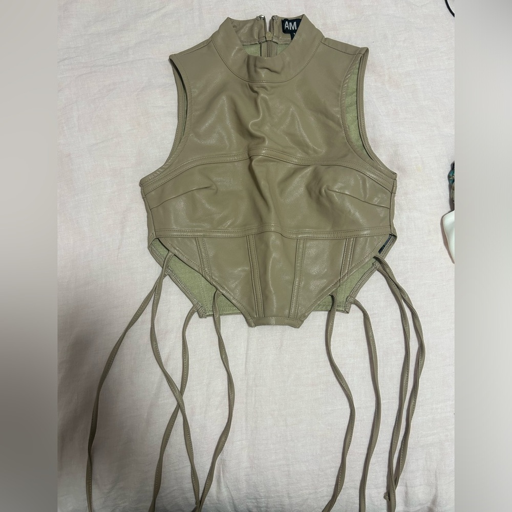 tan leather i am gia string top size xs